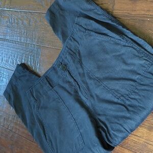 LAUREN by RALPH LAUREN I High-Rise Cropped Lightweight Navy Blue Linen Pants, 4